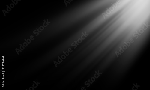 Light streak light effect, spotlight on black background.