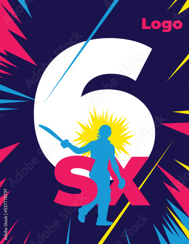 4 four and 6 Sixer Illustration for cricket Match. vector photo