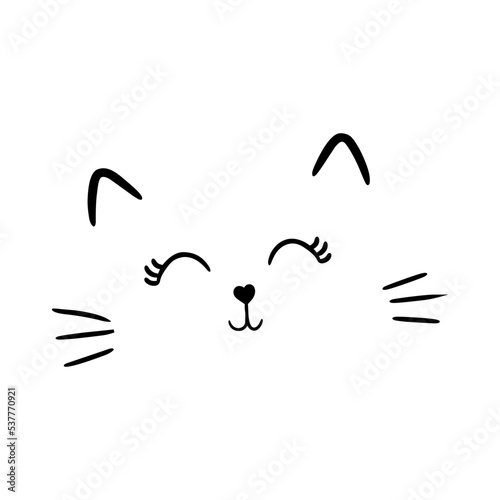 Hand drawing cartoon pet face vector art illustration isolated on white background