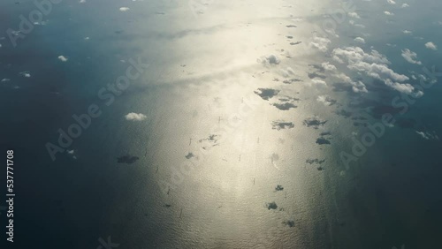 Aerial view of wind turbines in the North Sea. photo
