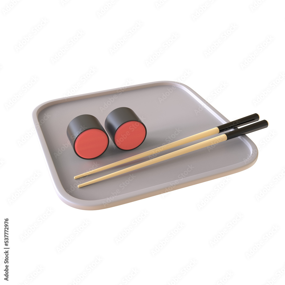 sushi roll chopsticks Asian food realistic 3d render isolated sushi roll chopsticks Asian food realistic 3d render isolated