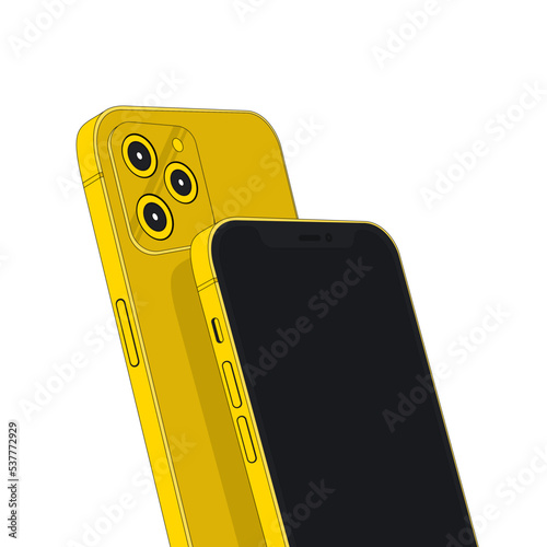 Mobile phone front design white background. color vector illustration.