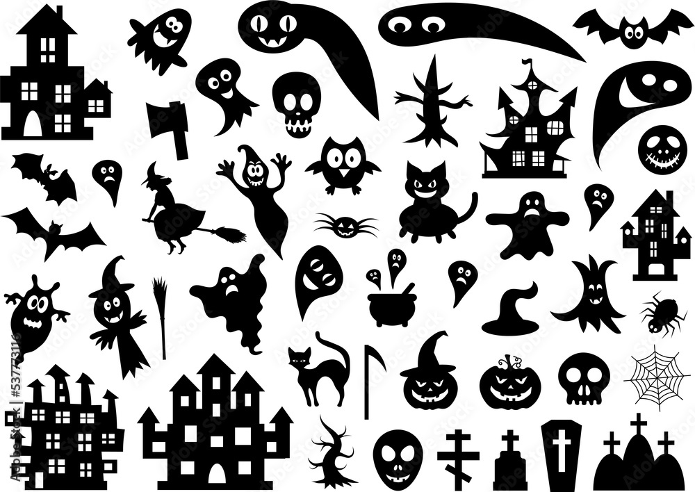 Obraz premium Big set of silhouettes of Halloween
