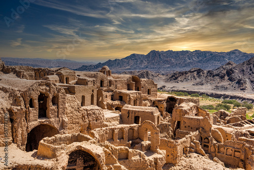 Beautiful Iran. The ancient City of Kharanaq with old streets made of adobe photo