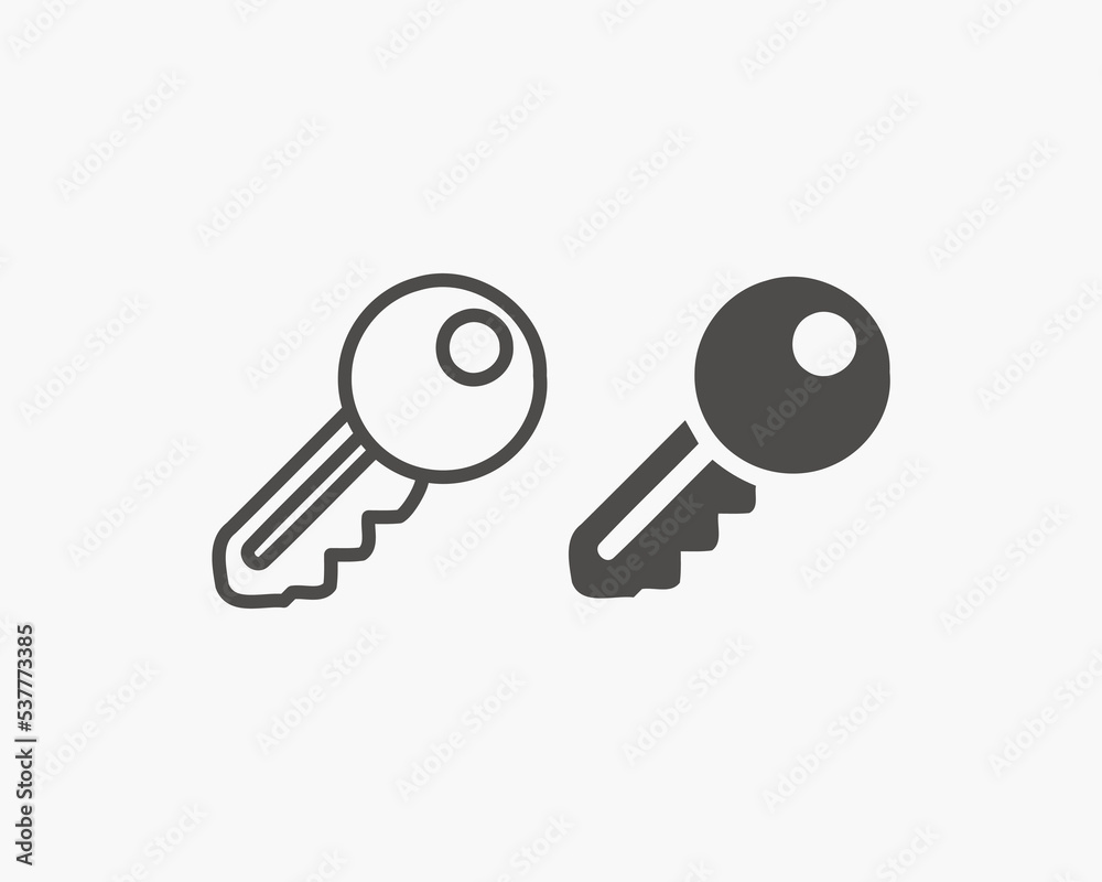 Key icon vector isolated. Key lock, closing and opening, lock and unlock door symbol Key icon vector isolated. Key lock, closing and opening, lock and unlock door symbol