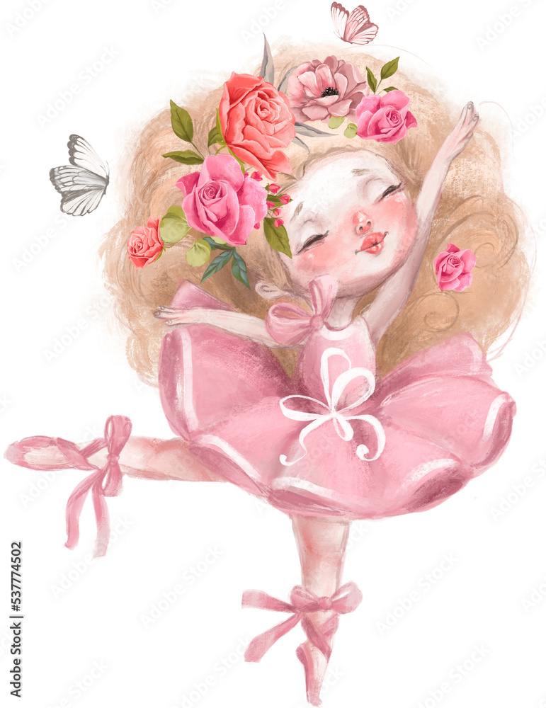 Fototapeta premium Cute little girl ballerina