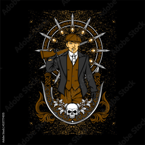 gangster illustration for t shirt design