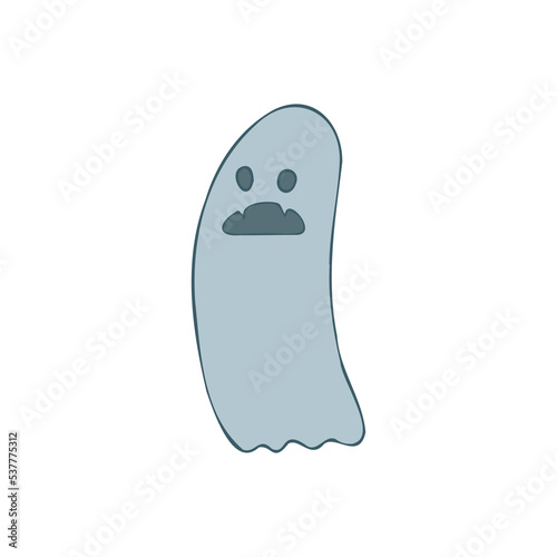 Halloween 2022 - October 31. A traditional holiday, the eve of All Saints Day, All Hallows Eve. Trick or treat. Vector illustration in hand-drawn doodle style. Cute kind ghost.