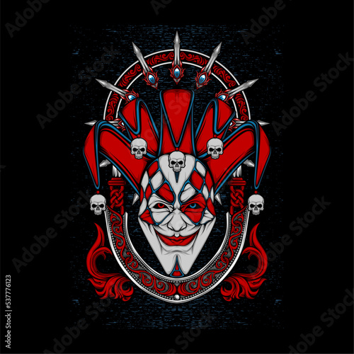 jester clown illustration for t shirt design