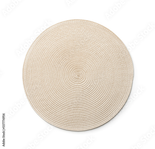 Front view of round braided placemat