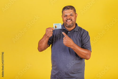 Obraz na plátně Brazilian black man, adult with driver's license, Brazilian document