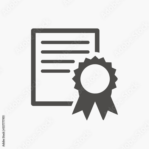 Certificate, agreement, achievement, contract, license, medal icon vector isolated symbol
