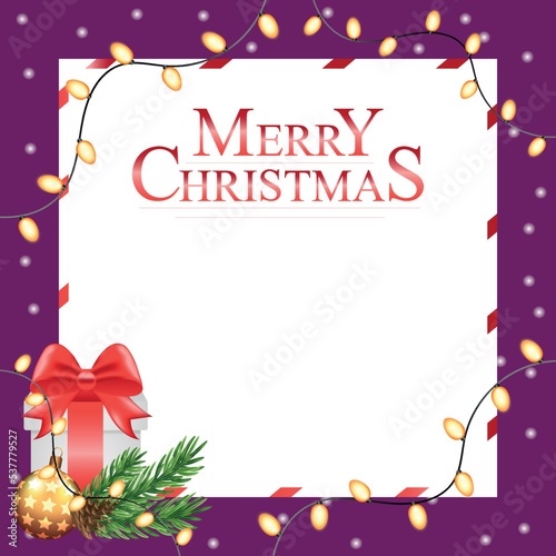 Christmas card with holiday elements composition.