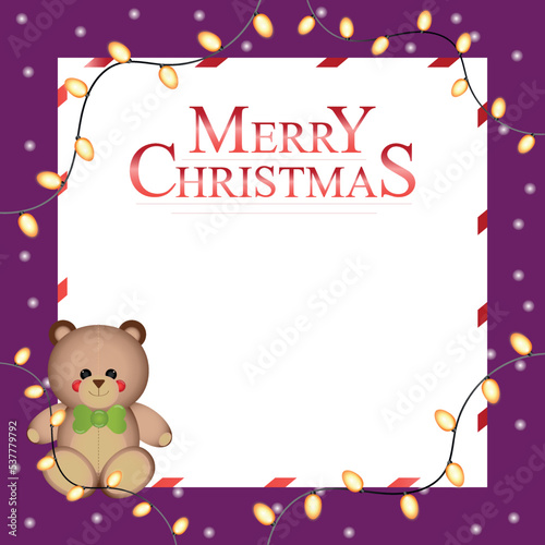 Christmas card with holiday elements composition.