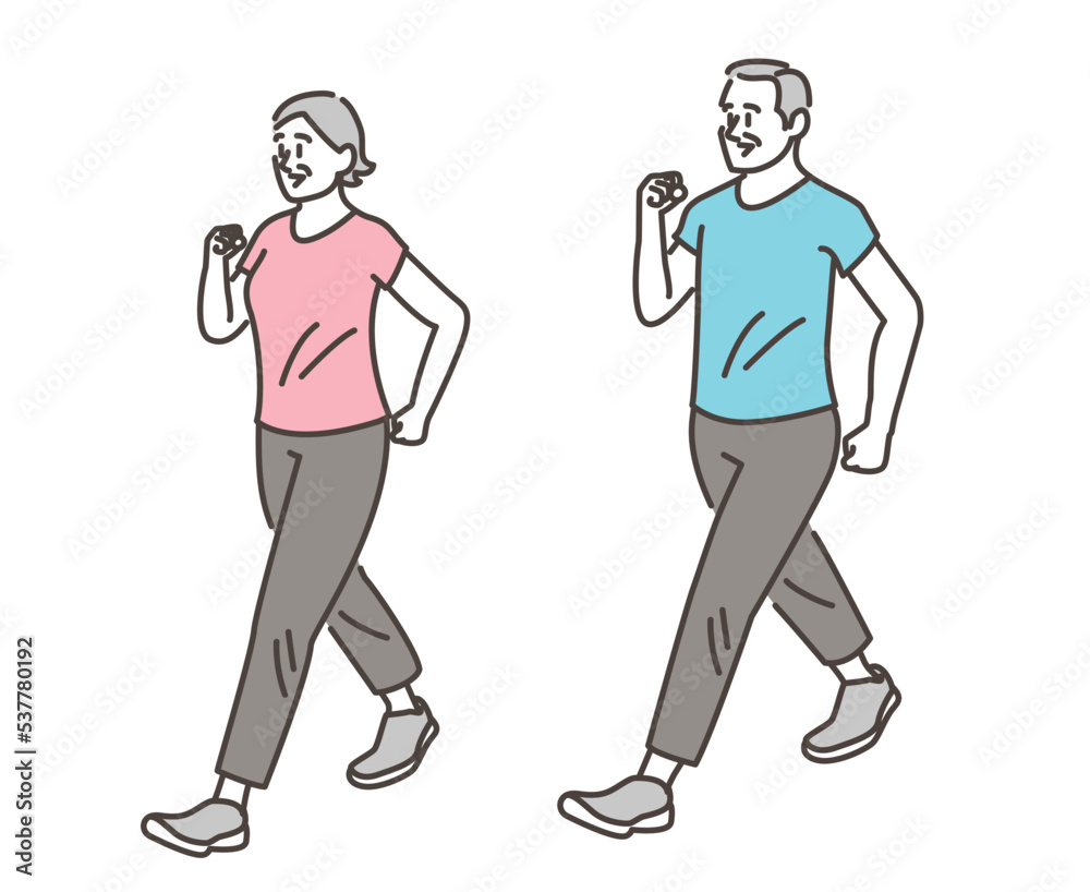 Full body vector illustration of an elderly couple walking Full body vector illustration of an elderly couple walking