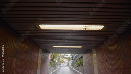 POV walk through pedestrian underpass in Cologne, Germany. photo