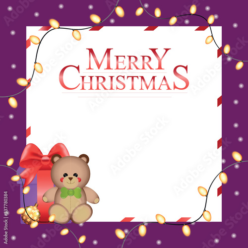 Christmas card with holiday elements composition.