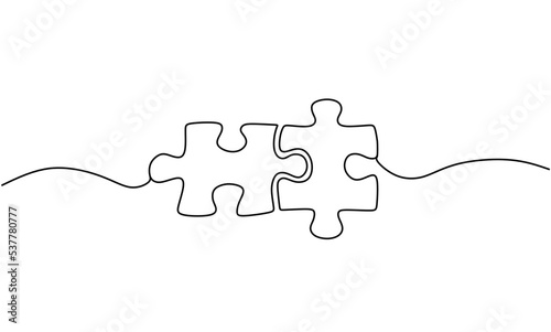 	
Continuous one line drawing of jigsaws on white background. Puzzle game symbol and sign business metaphor of problem solving, solution, and strategy.