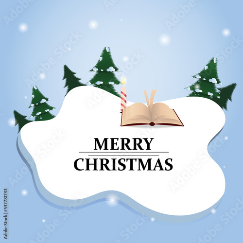 Christmas card with holiday elements composition.