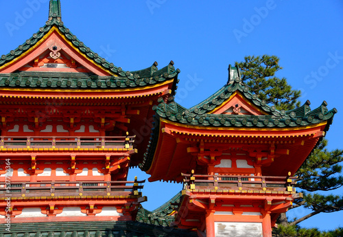 Saky  -ku  Kyoto  Japan  Asia - architectural detail of Heian Shrine - Heian Jingu -  famous Shinto shrine