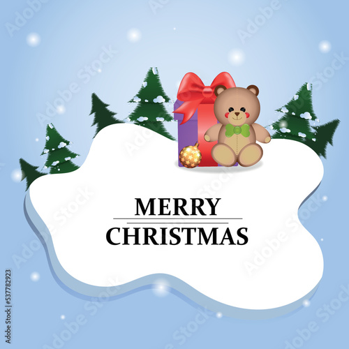 Christmas card with holiday elements composition.