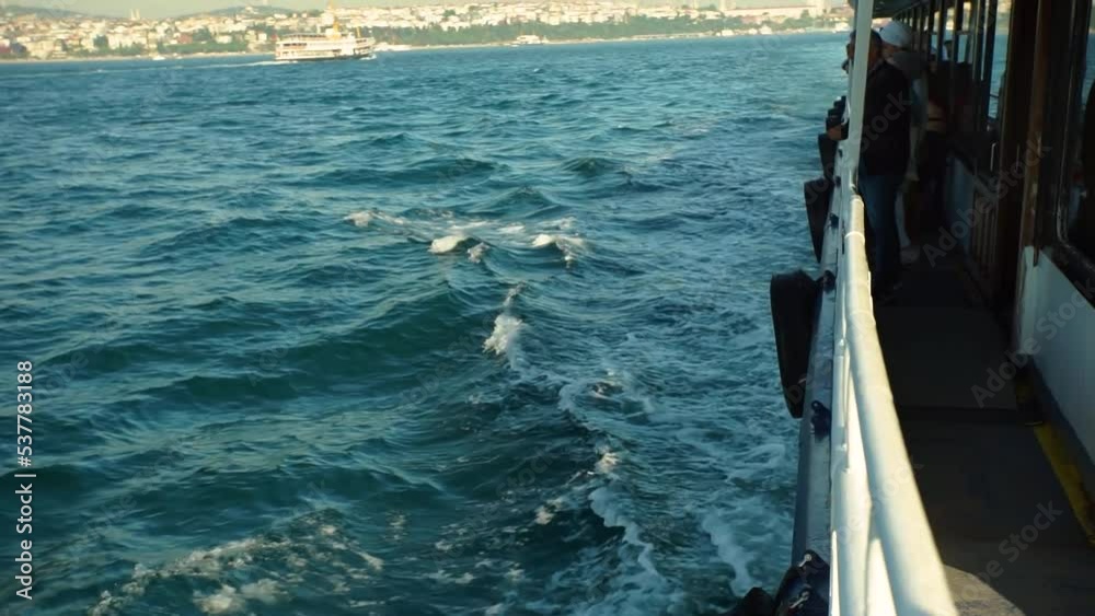 People travelling on Ferry in the Bosphorus strait People travelling on Ferry in the Bosphorus strait