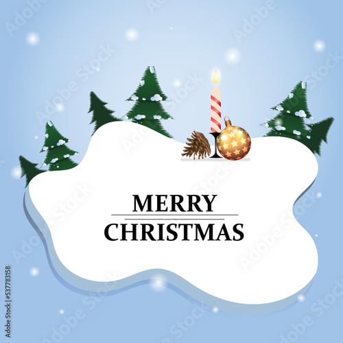 Christmas card with holiday elements composition.