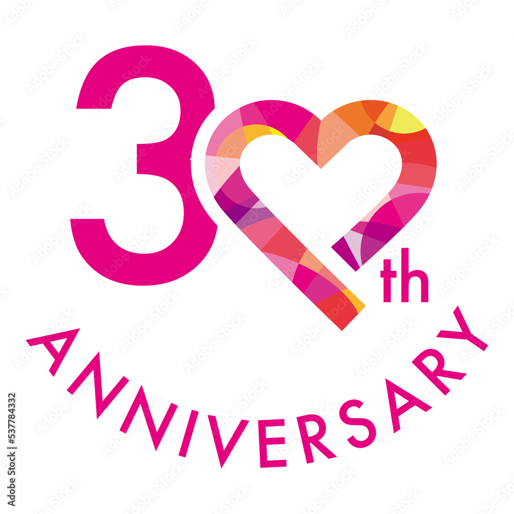 30th, Heart anniversary logo design template 30th, Heart anniversary logo design template