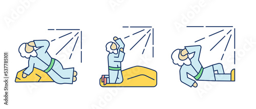 Saint Saul conversion RGB color icons set. Biblical character. Religious narratives. Christianity. God sign. Isolated vector illustrations. Simple filled line drawings collection. Editable stroke