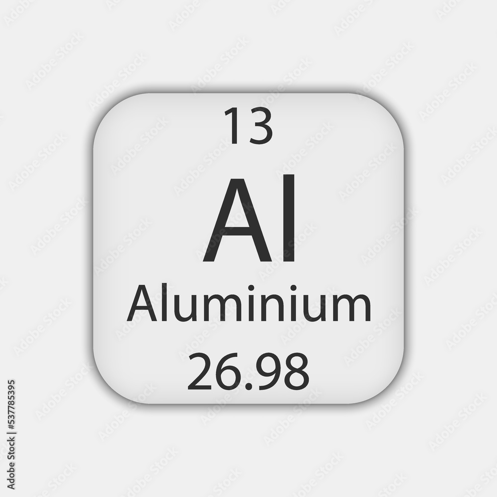 Aluminium symbol. Chemical element of the periodic table. Vector illustration. Aluminium symbol. Chemical element of the periodic table. Vector illustration.
