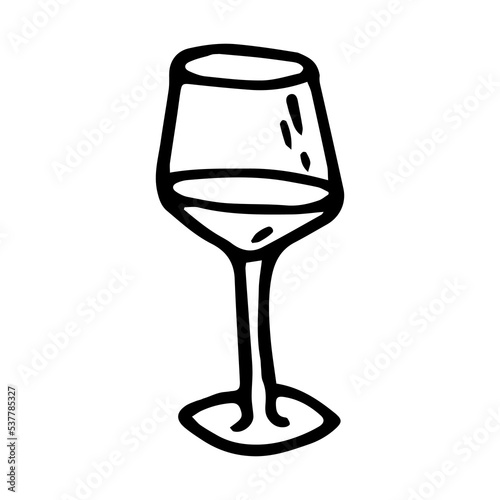 Wine glass doodle style vector illustration isolated on white