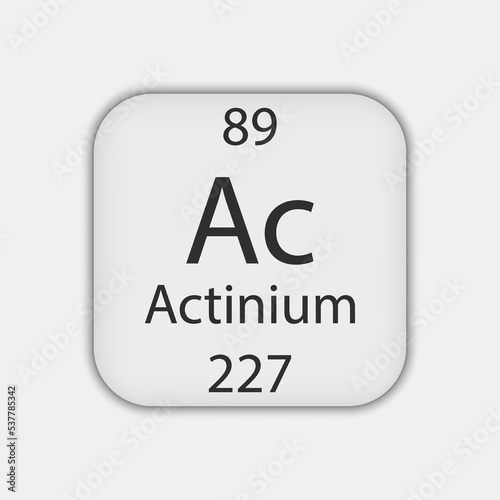 Actinium symbol. Chemical element of the periodic table. Vector illustration.