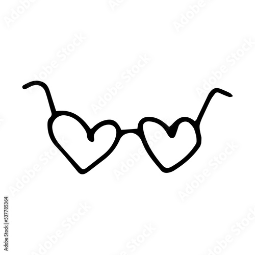 heart shape glasses doodle style vector illustration isolated on white