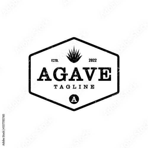 Agave Leaf Vintage Retro Rustic, Stamp Label Logo vector design