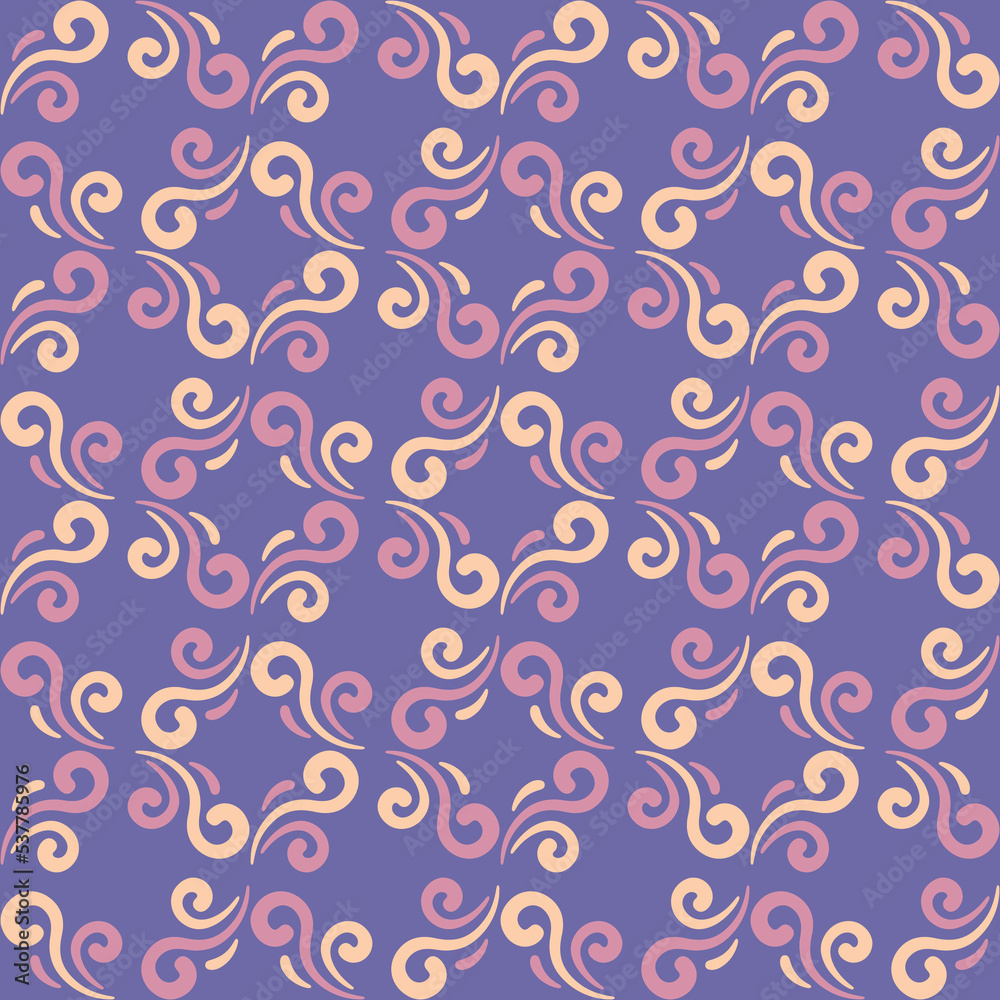 Seamless tile pattern in traditional style. Simple abstract spiral shapes. Flat vector graphics. Seamless tile pattern in traditional style. Simple abstract spiral shapes. Flat vector graphics.