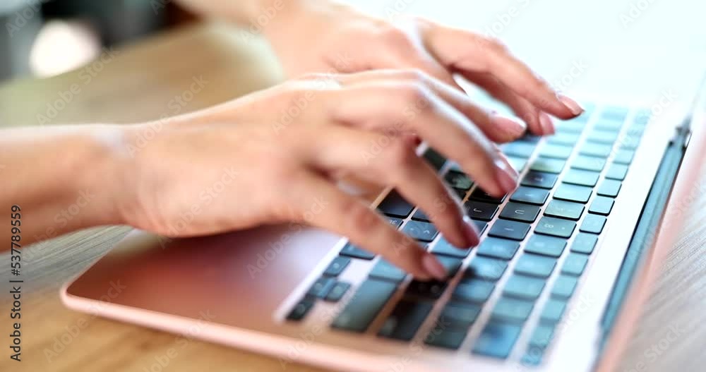 Female hands very fast typing on computer keyboard closeup 4k movie Female hands very fast typing on computer keyboard closeup 4k movie