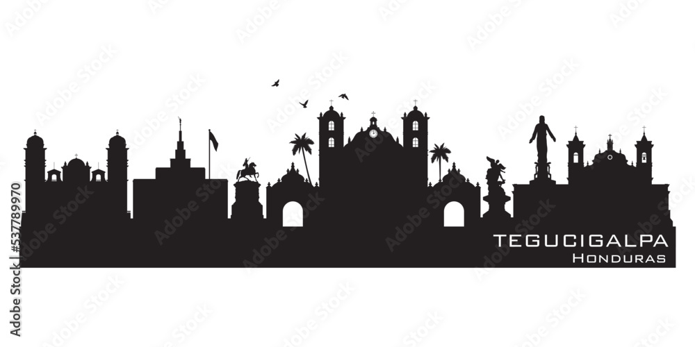 Tegucigalpa Honduras city skyline vector silhouette