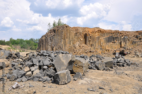 Columnar basalt quarry in Summer