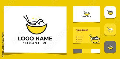 Template Logo Creative Initial Meat Ball Chinese food, traditional food, Indonesia food, bakso, Asia food. Creative Template with color pallet, visual branding, business card and icon.