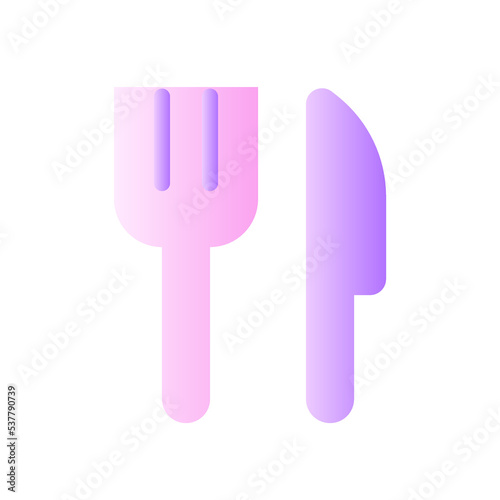 Fork and knife flat gradient two-color ui icon. Restaurant sign. Serve up table. Kitchen utensil. Simple filled pictogram. GUI  UX design for mobile application. Vector isolated RGB illustration