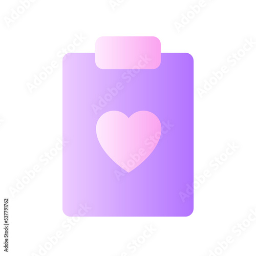 Health record flat gradient two-color ui icon. Medical history. Heart checkup plan. Healthcare. Simple filled pictogram. GUI, UX design for mobile application. Vector isolated RGB illustration