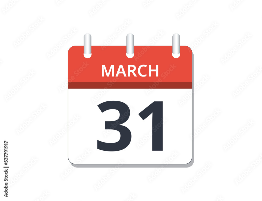 March, 31st calendar icon vector. March, 31st calendar icon vector.