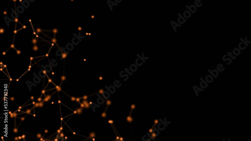 Plexus of golden lines and dots in the night sky. Mockup.