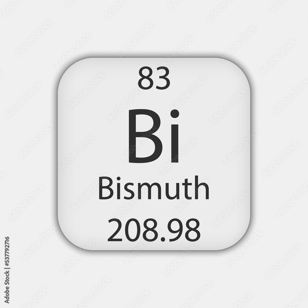 Bismuth symbol. Chemical element of the periodic table. Vector illustration. Bismuth symbol. Chemical element of the periodic table. Vector illustration.