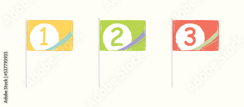 Election flags with numbers in flat vector illustration