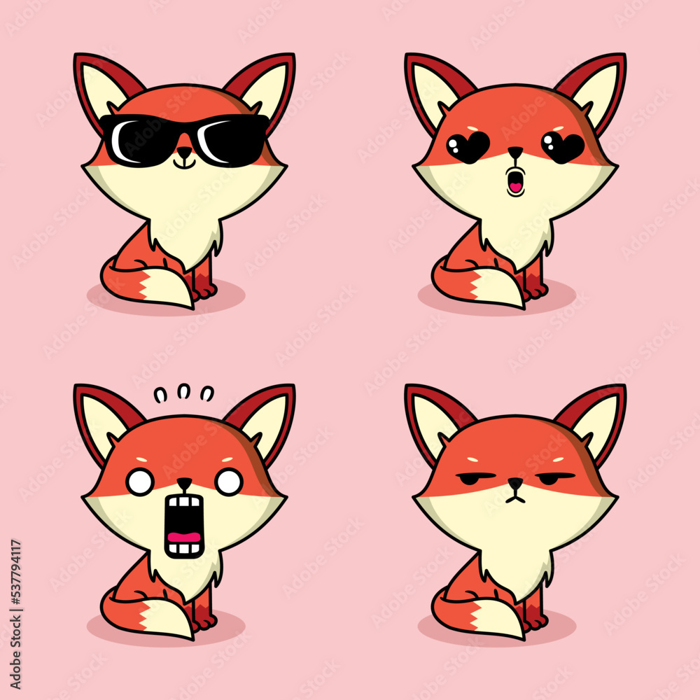 Fototapeta premium vector illustration of cute fox emoji