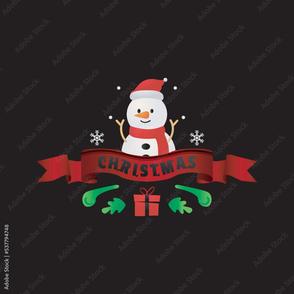 Christmas lettering badge illustration design