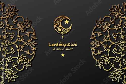 Gold greeting Beautifu card. Vector illustration.