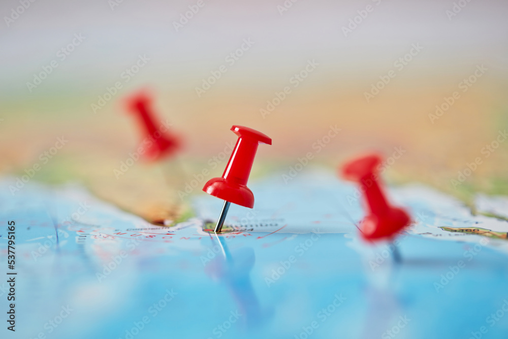 Pins on map Pins on map