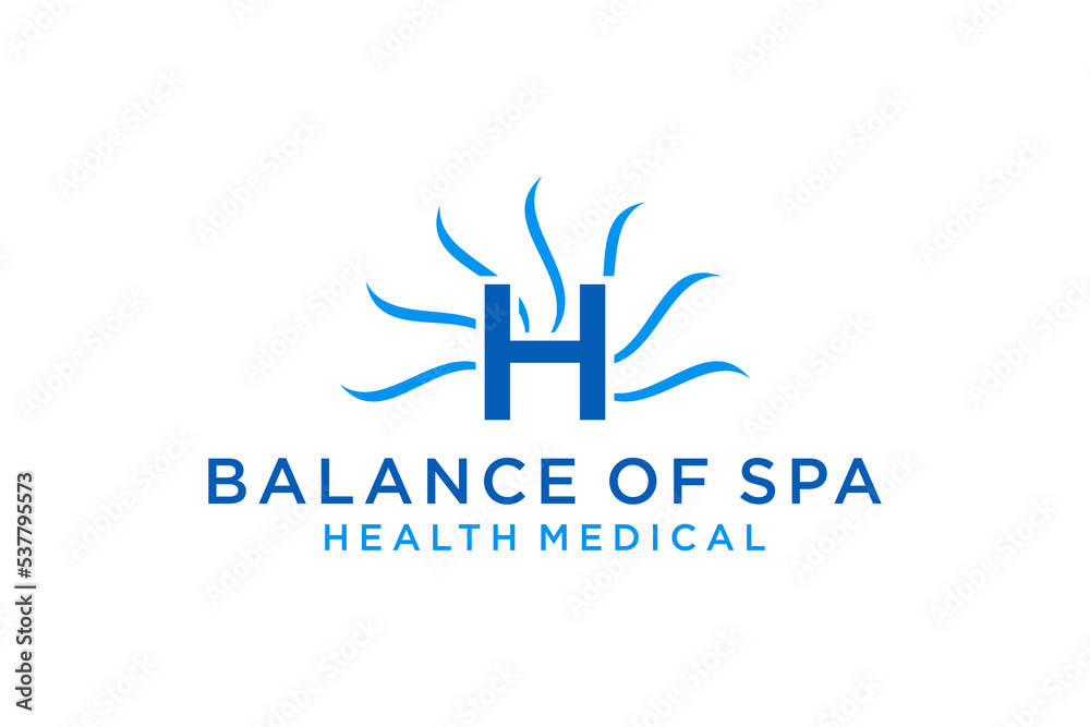 Lotus flower logo design H letter initial wellness spa massage healthcare medical icon symbol Lotus flower logo design H letter initial wellness spa massage healthcare medical icon symbol